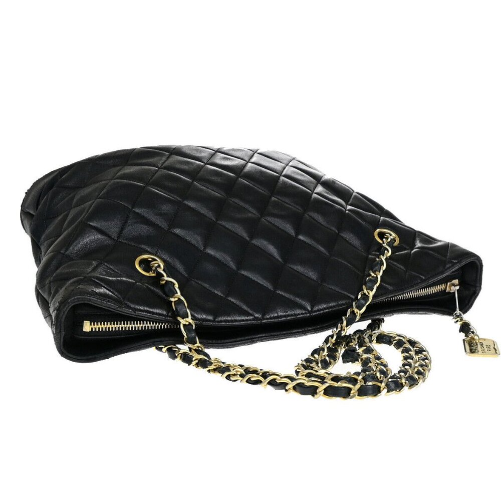 CHANEL CC Logo Matelasse Chain Shoulder Tote Bag Leather Black - Picture 5 of 14